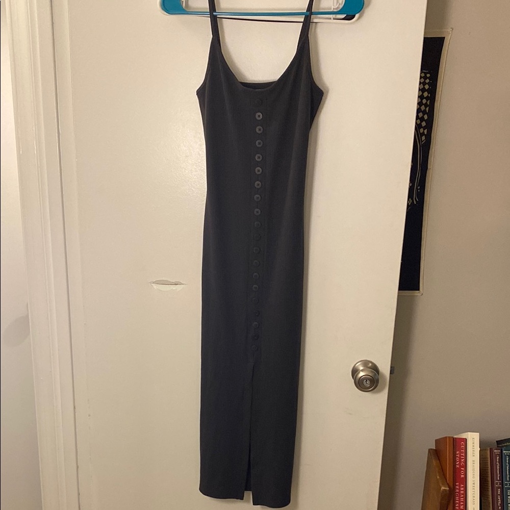 Urban Outfitters Dark Grey Button-Down Maxi Dress